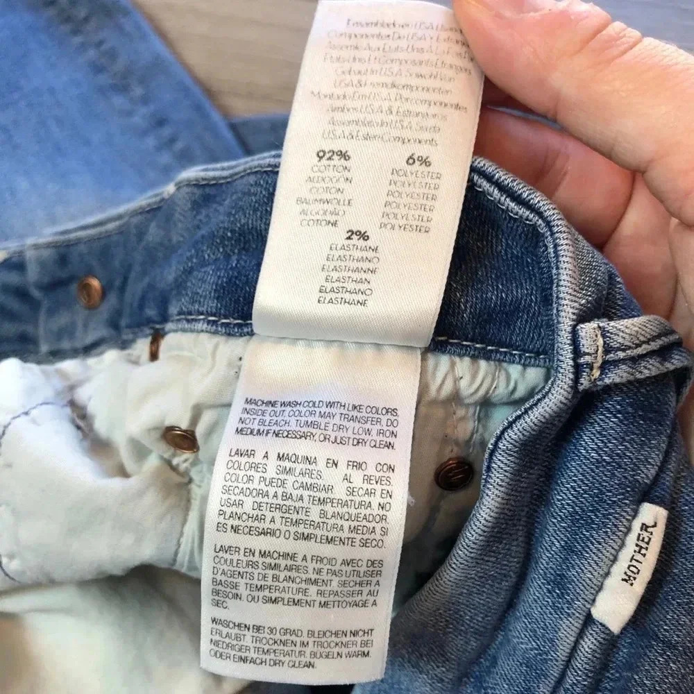 Mother Looker Ankle Step Fray Where’s The Smoke Denim Blue Jeans Women’s Size 25 - Picture 10 of 16